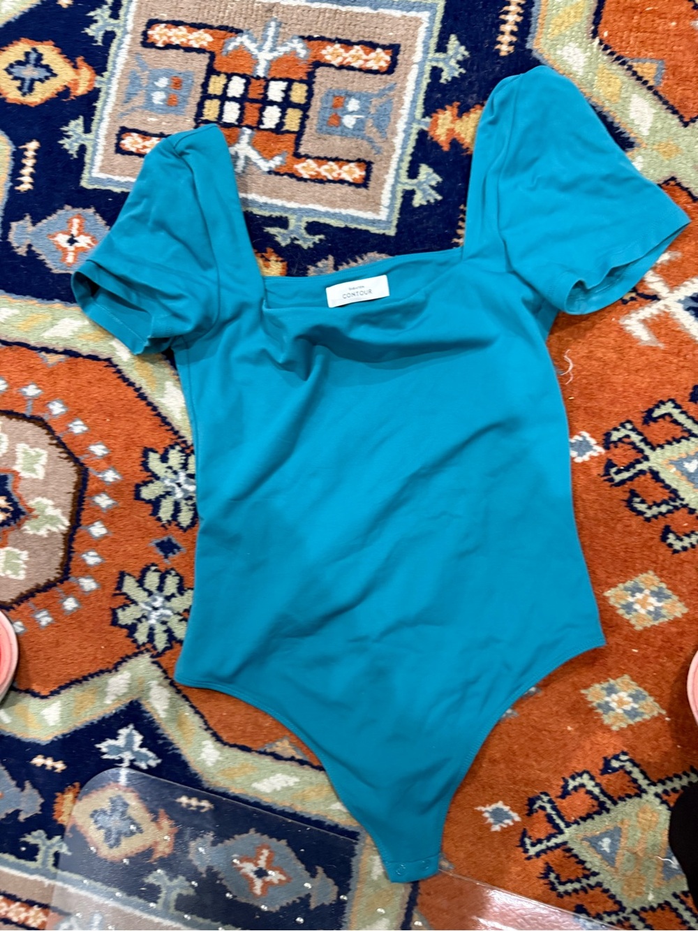 Aritzia Babaton Contour square neck Teal bodysuit Medium